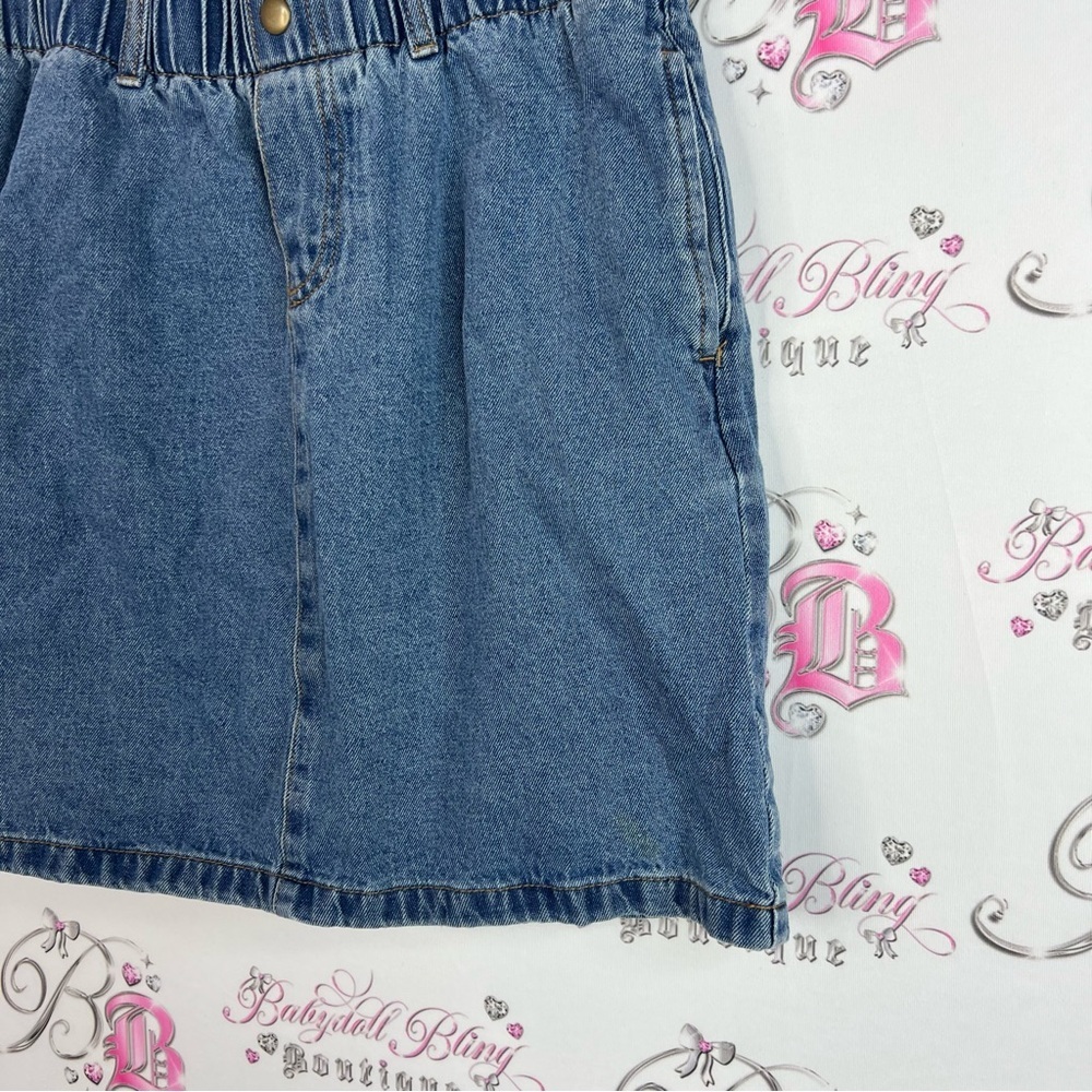 Noisy may skirt Jean pockets cowgirl Blue Denim Mini Skirt - Picture 3 of 6